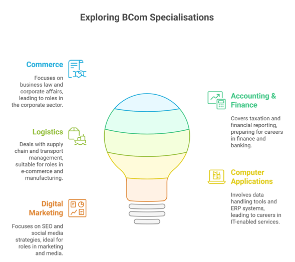 Students exploring B.COM  specialisations online