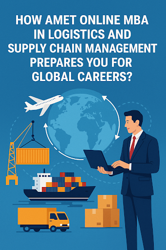 Student studying logistics management online through AMET’s MBA program