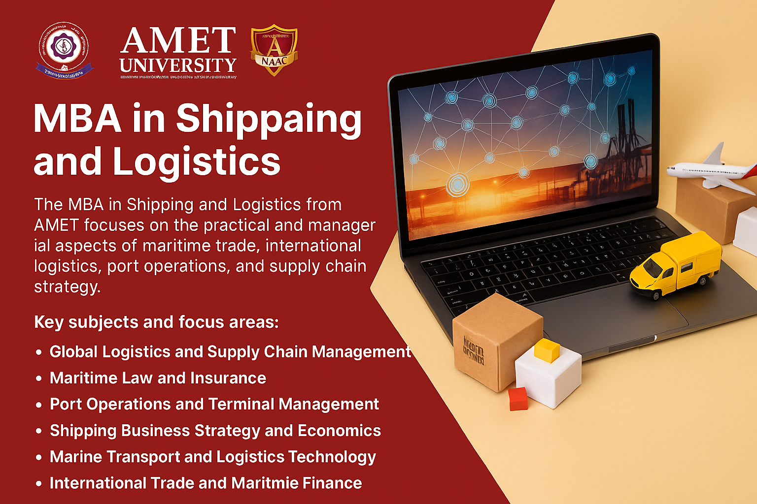 AMET University Chennai Online MBA in Shipping and Logistics Program